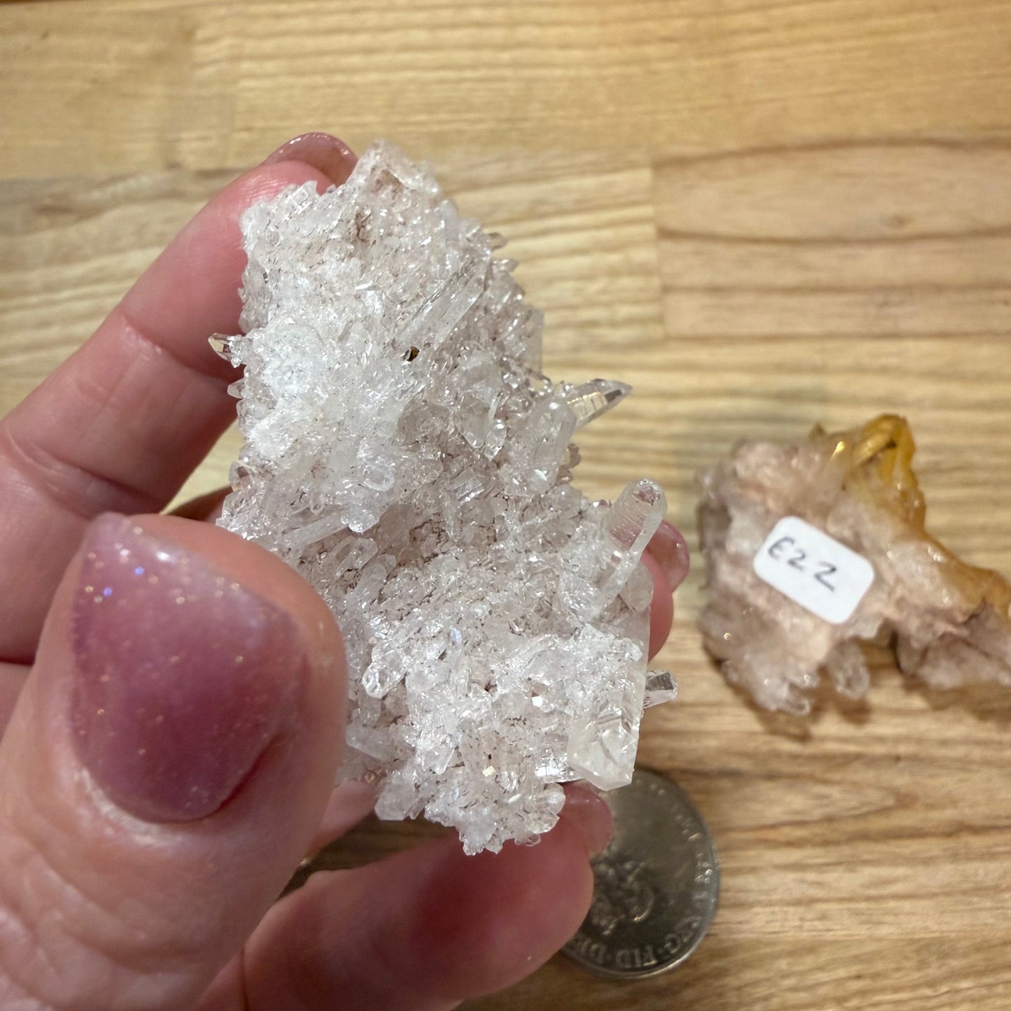 Pink Lemurian and Faden Quartz Clusters
