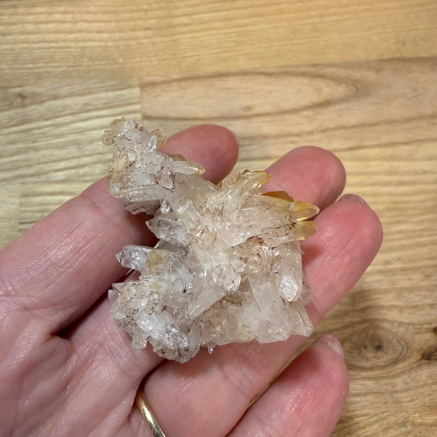 Pink Lemurian and Faden Quartz Clusters