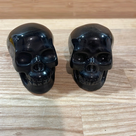 'Silver' Sheen Obsidian Skulls