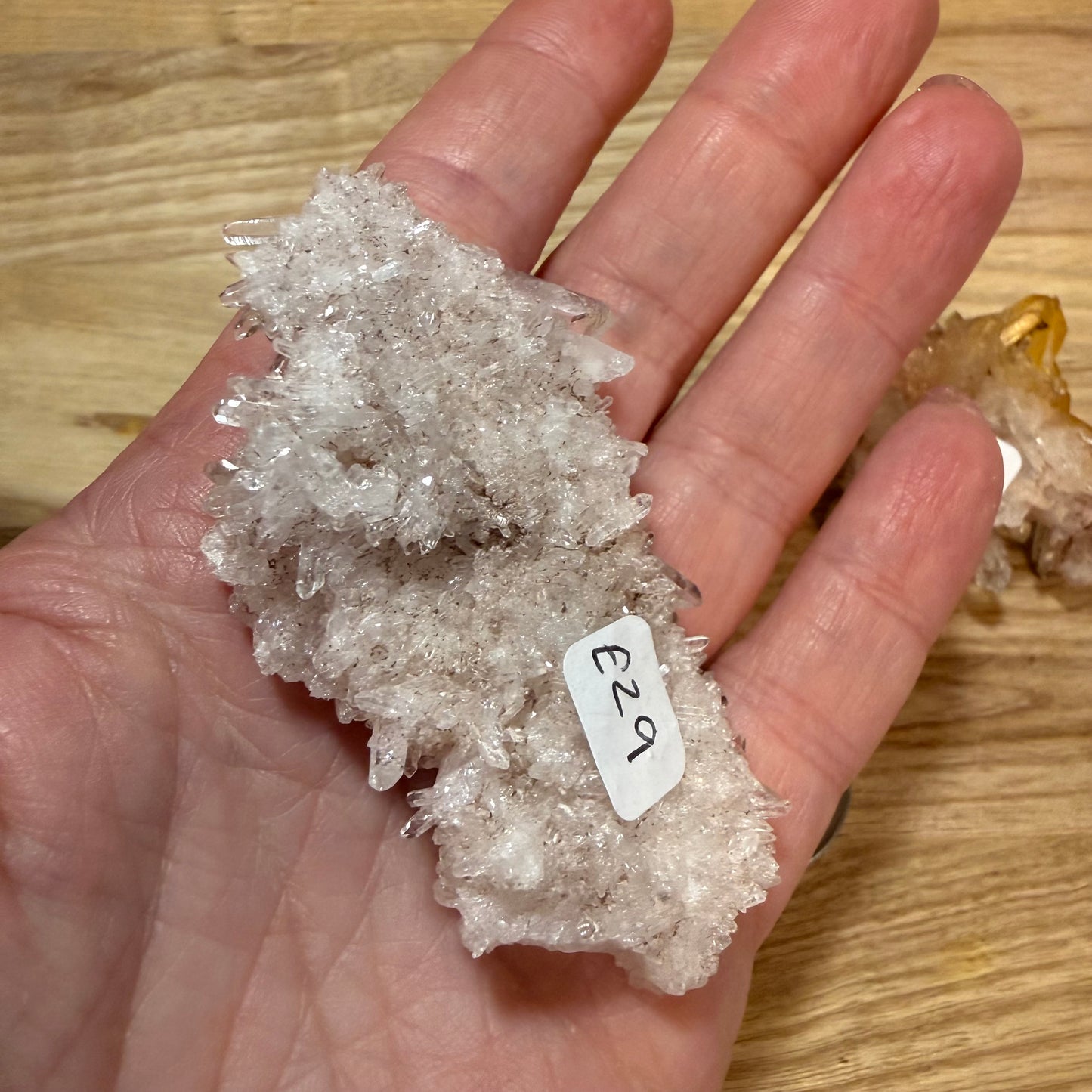 Pink Lemurian and Faden Quartz Clusters