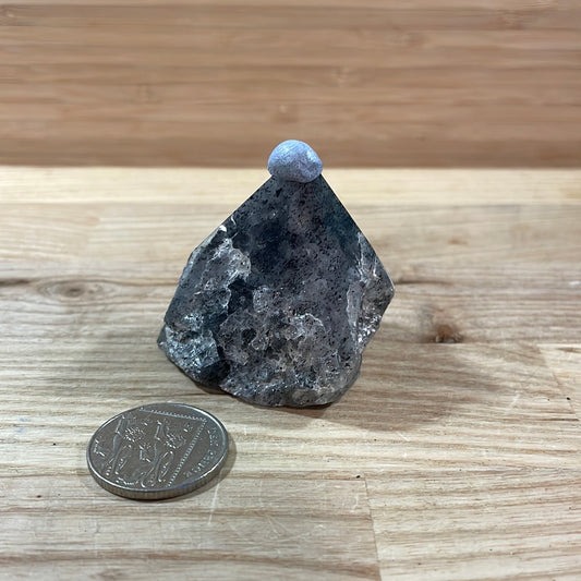 Tourmalinated Quartz Raw with cut and polished point