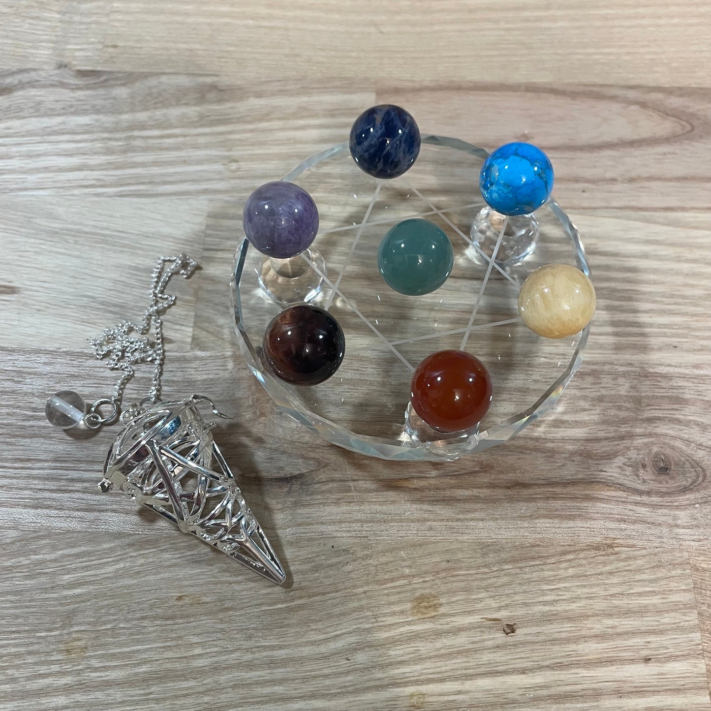 Chakra Crystal Grid & Pendulum Set