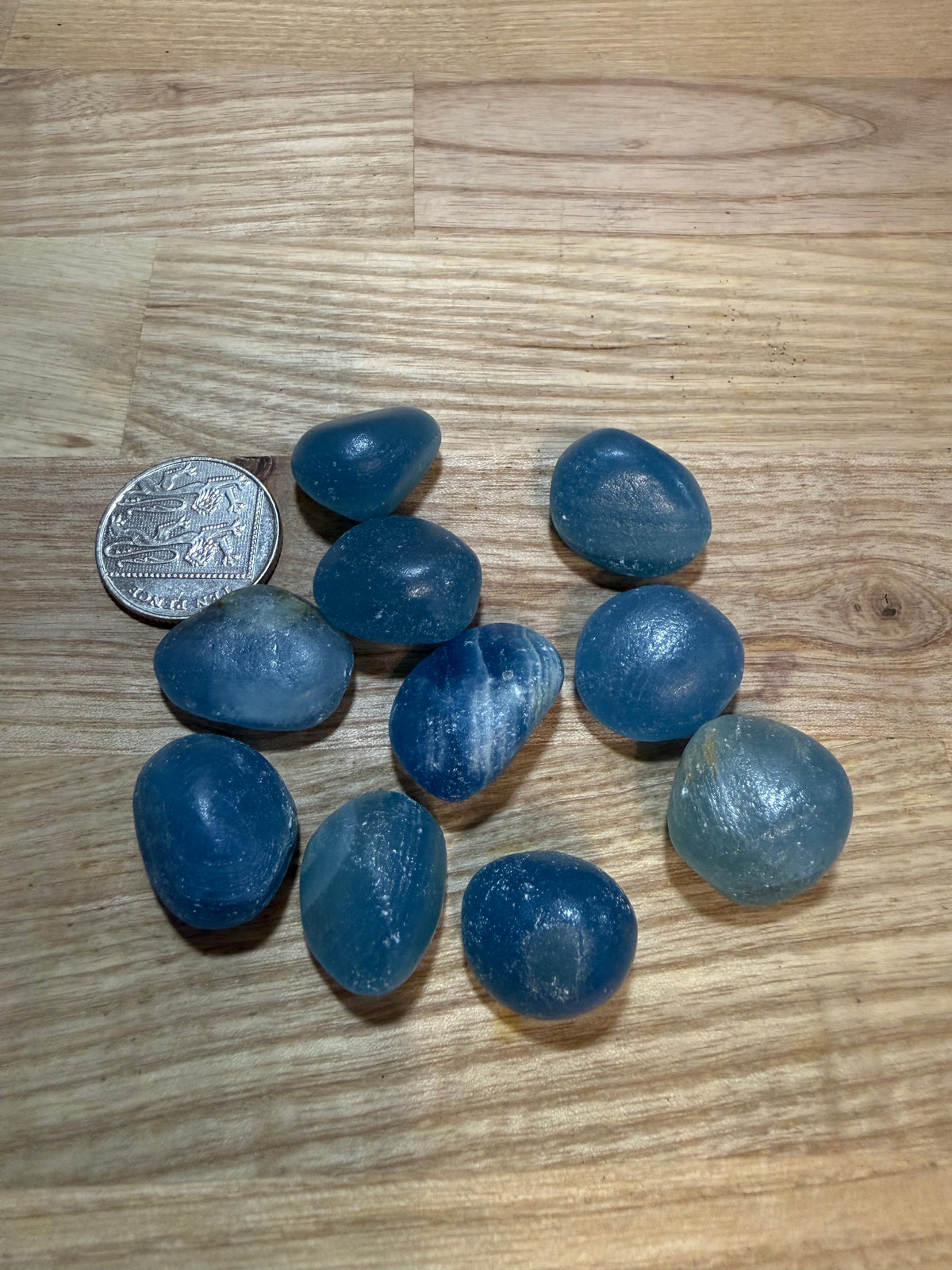Blue Aquitaine Lemurian Calcite Tumblestones