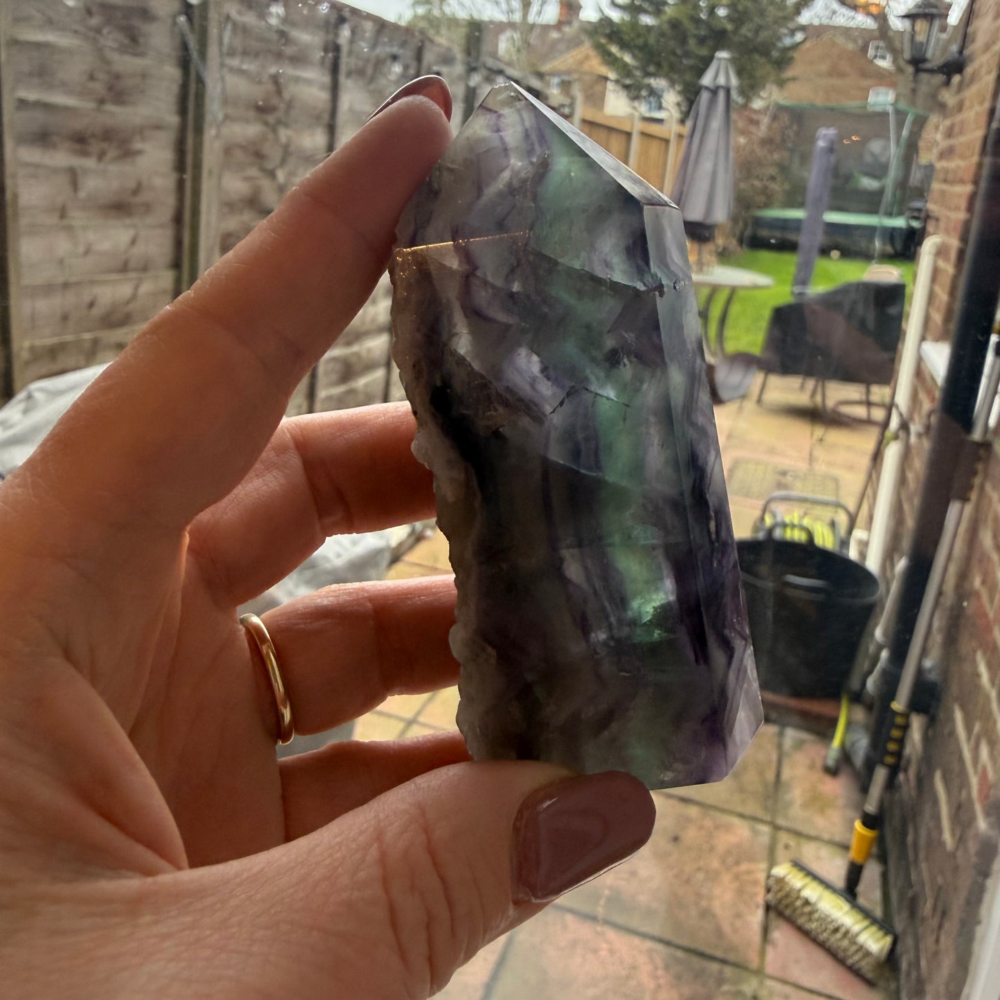 Raw & Polished Rainbow Fluorite Point