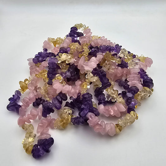 Rose Quartz Amethyst Citrine Chip Bracelet