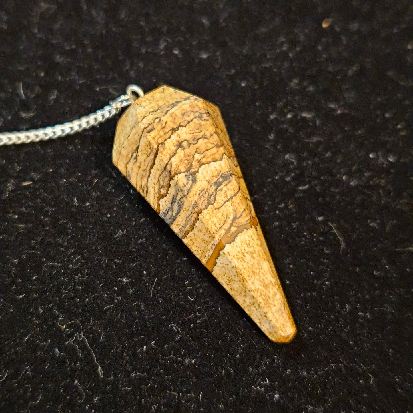 Picture Jasper Faceted Pendulm