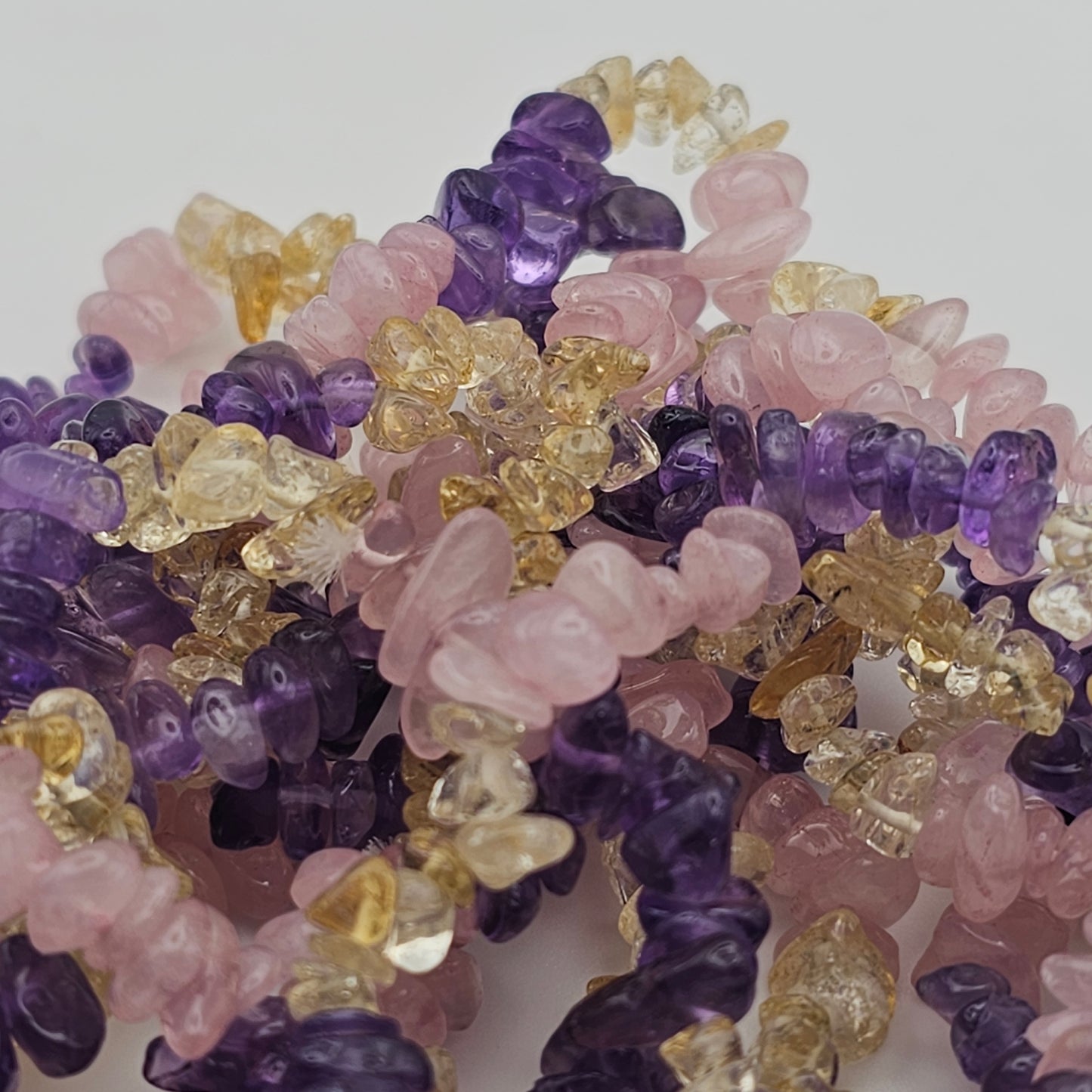 Rose Quartz Amethyst Citrine Chip Bracelet