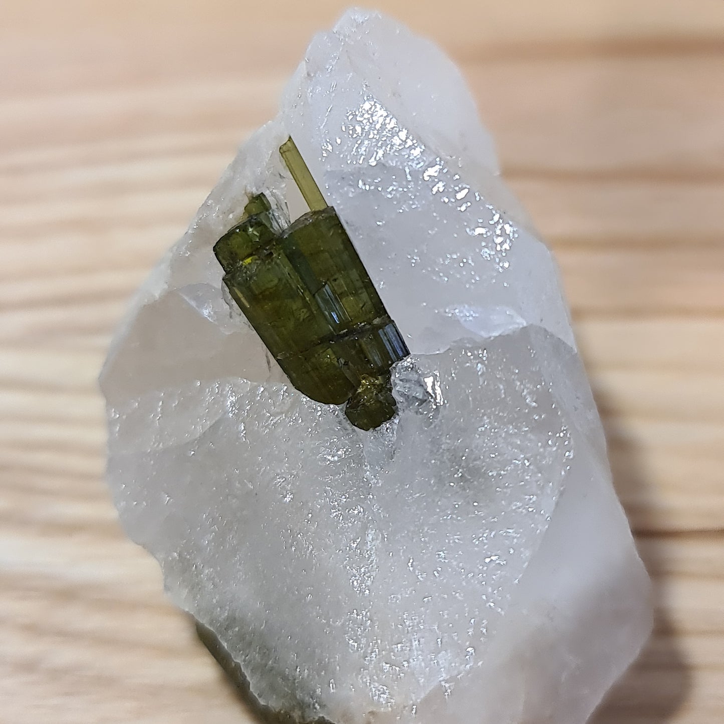 Green Tourmaline in Quartz