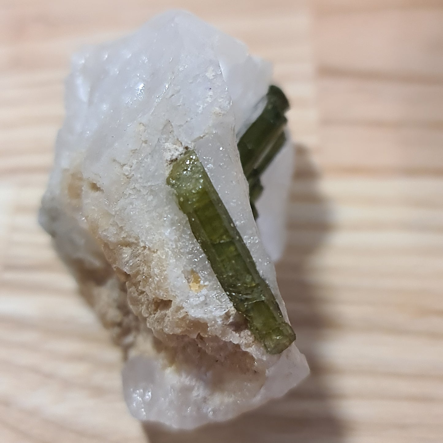 Green Tourmaline in Quartz
