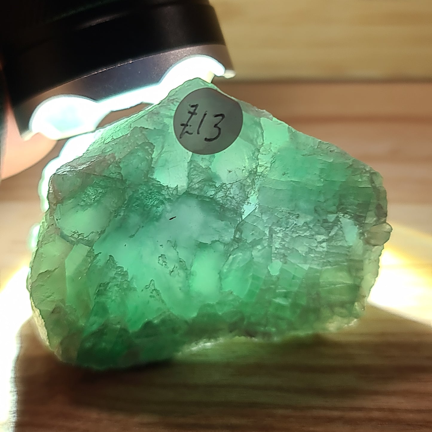 Green Fluorite Cut & Polished face