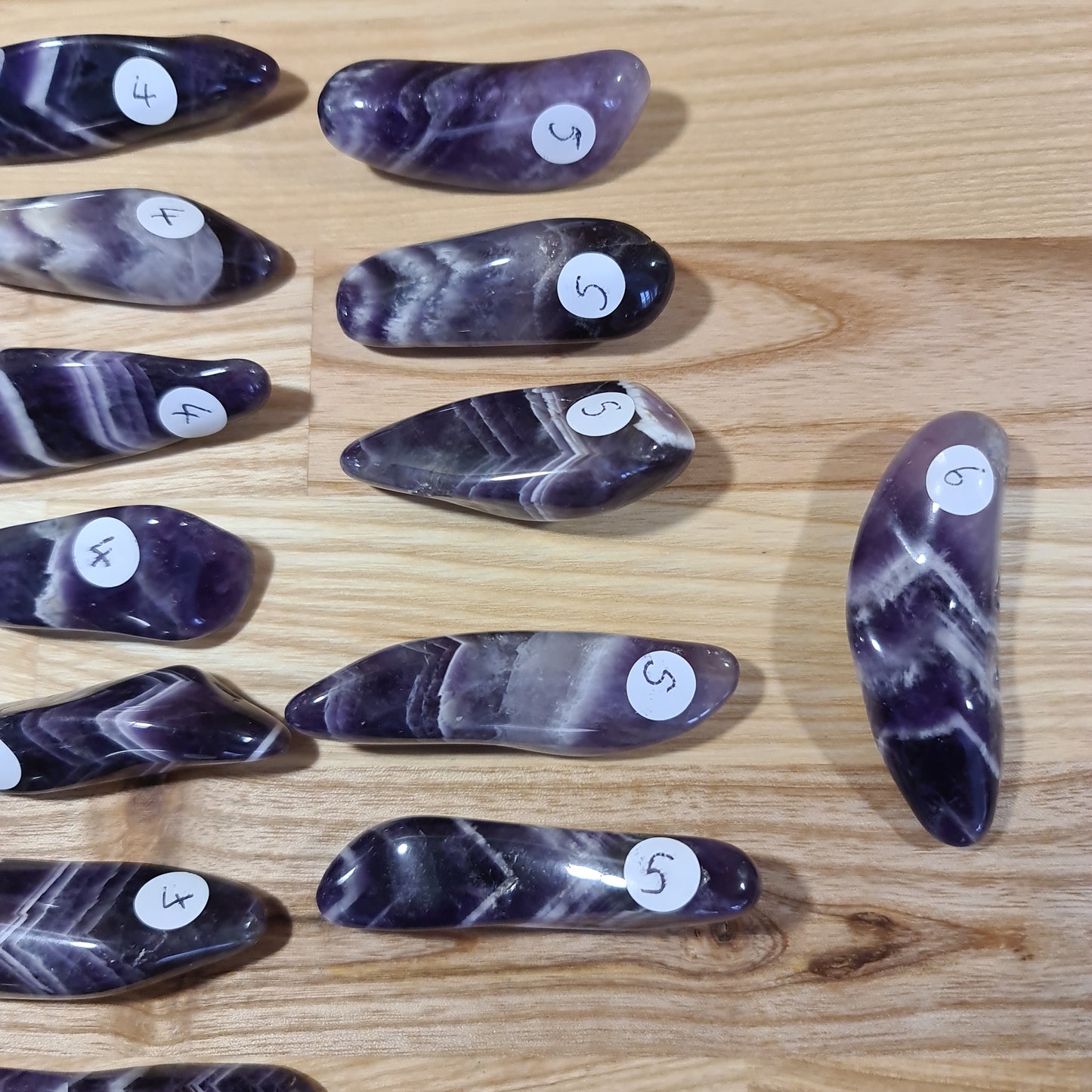 Chevron Amethyst polished pebbles - A Grade