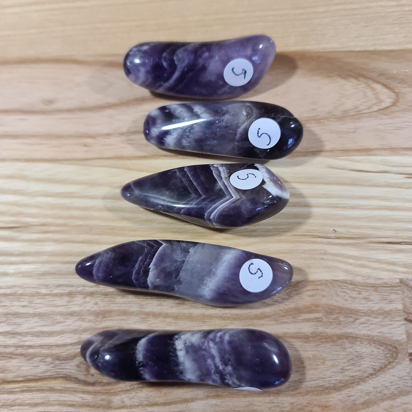 Chevron Amethyst polished pebbles - A Grade
