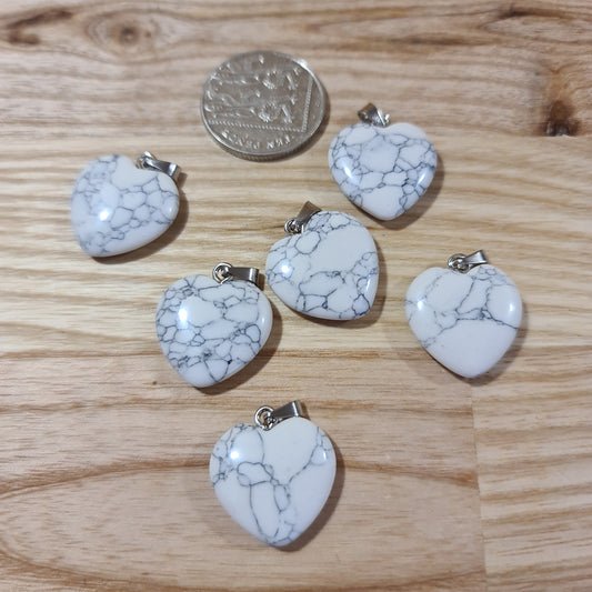 White Howlite Heart Pendant