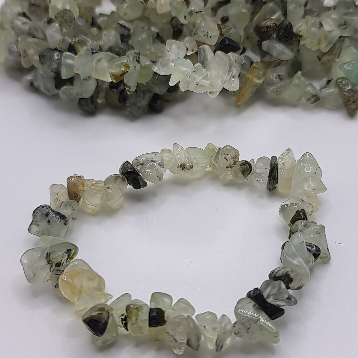 Prehnite & Epidote Chip Bracelet