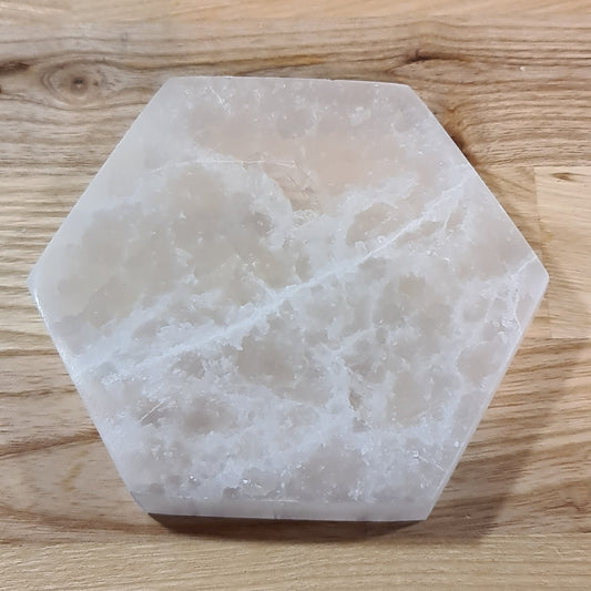 Selenite Charger Plate *HEXAGON* (~10cm)