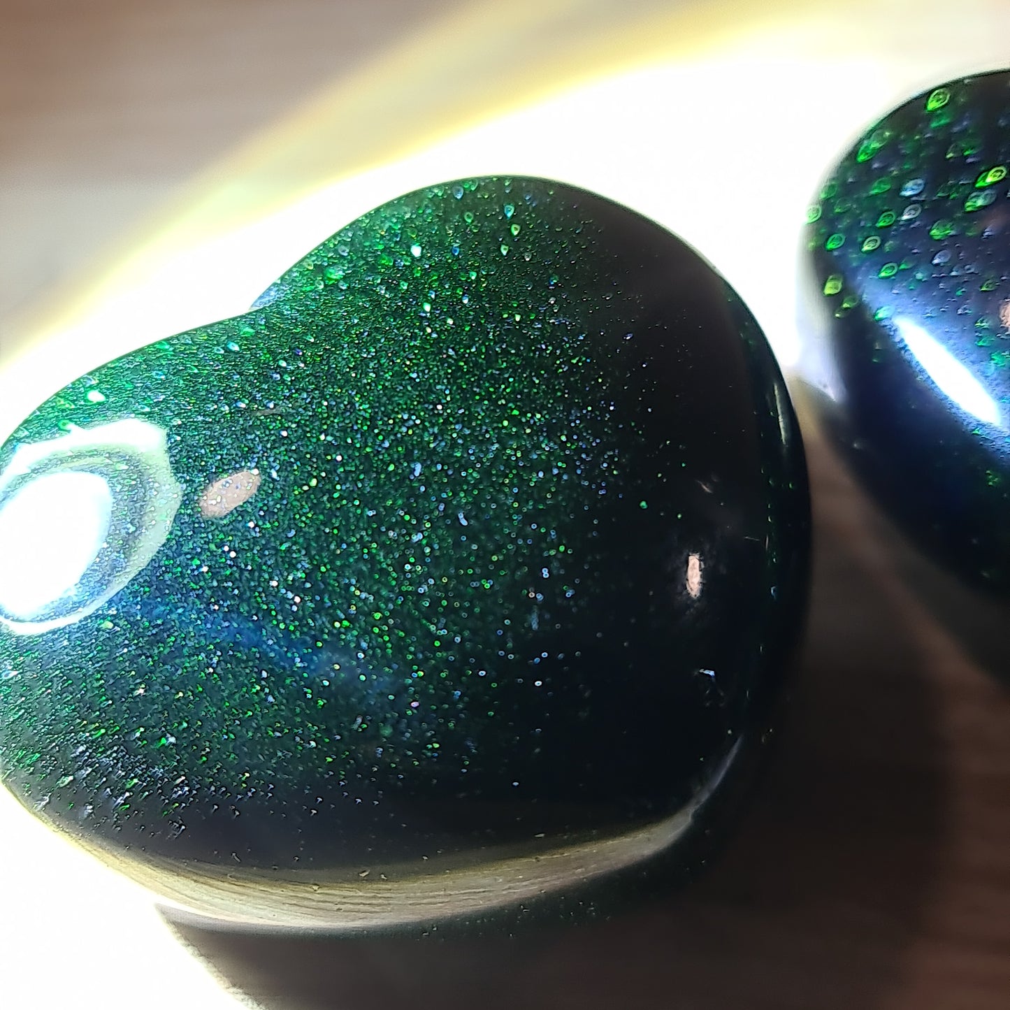 Green Goldstone Puffy Heart