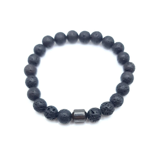 Lava Stone & Hematite Bracelet