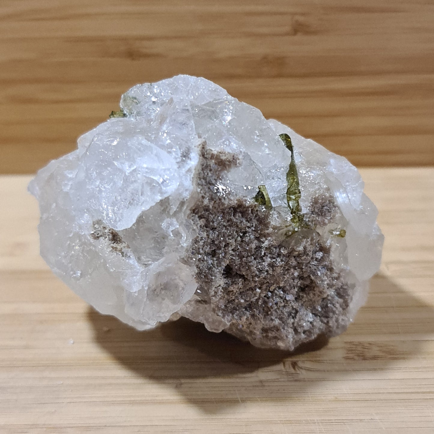 Green Tourmaline with Mica and Lepidolite in Quartz