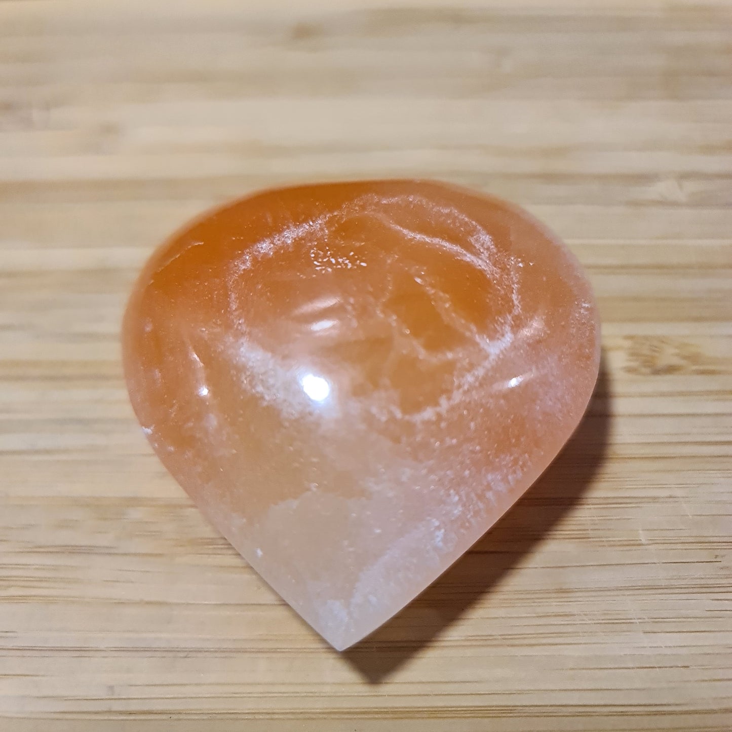 Orange Selenite Puff Heart