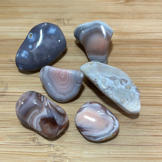 Grey Pink Botswana Agate Tumblestone
