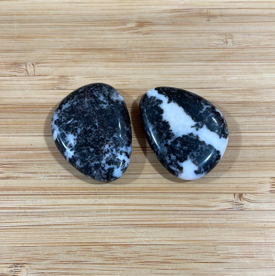 Black Zebra Agate Worry Stone