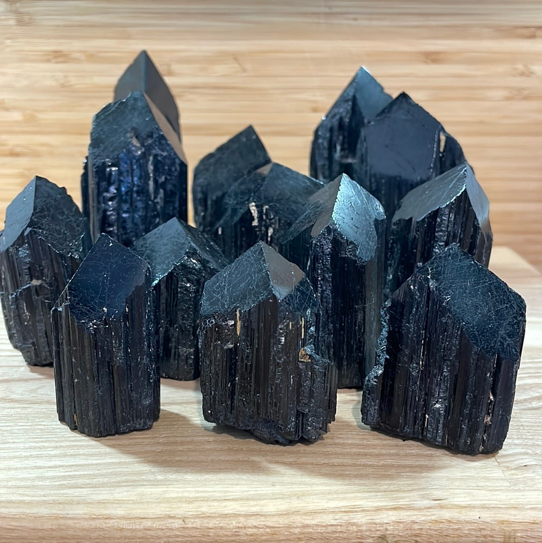 Black Tourmaline Raw and Polished Point