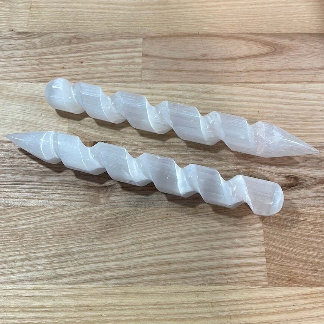 Selenite Spiral Twist Wand