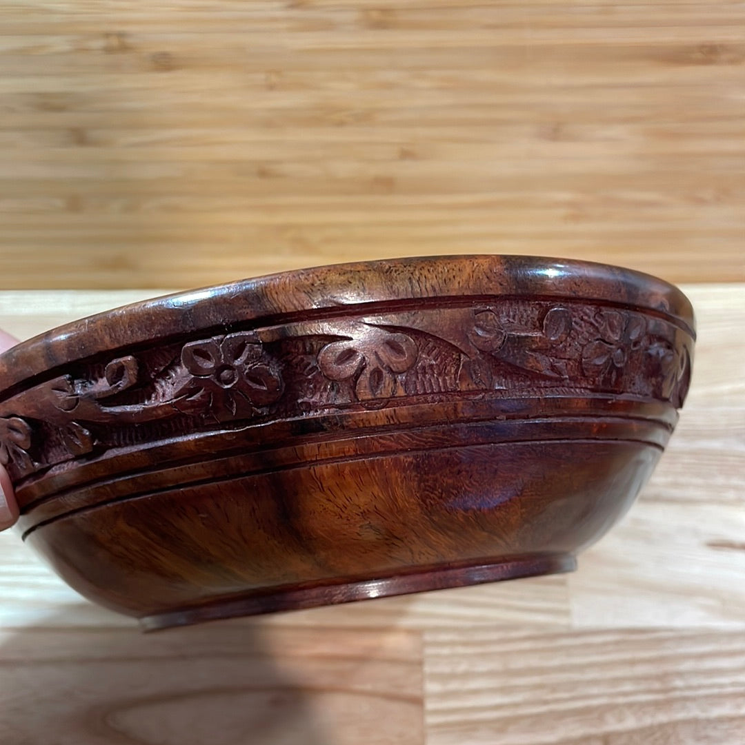 Hand Carved Sheesham Wooden Bowl