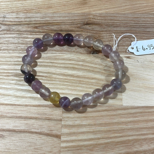 Fluorite Round Bead Bracelet