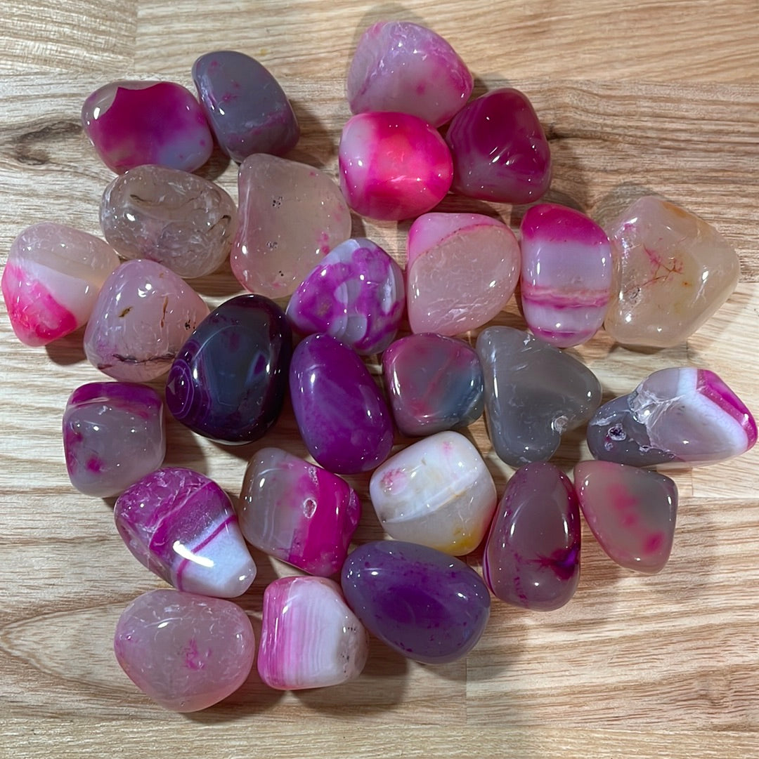 Pink Banded Agate Tumblestone