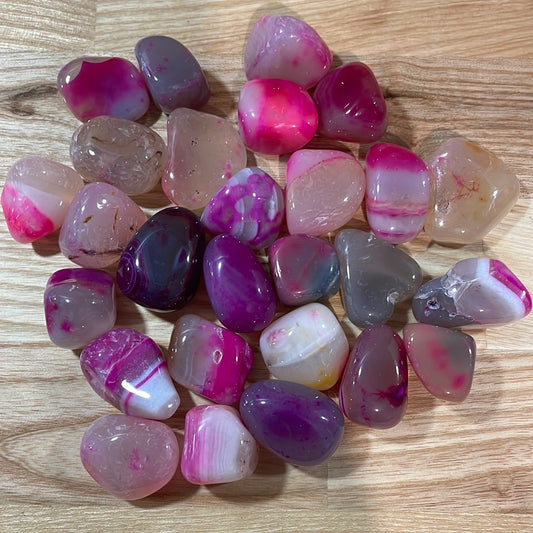 Pink Banded Agate Tumblestone