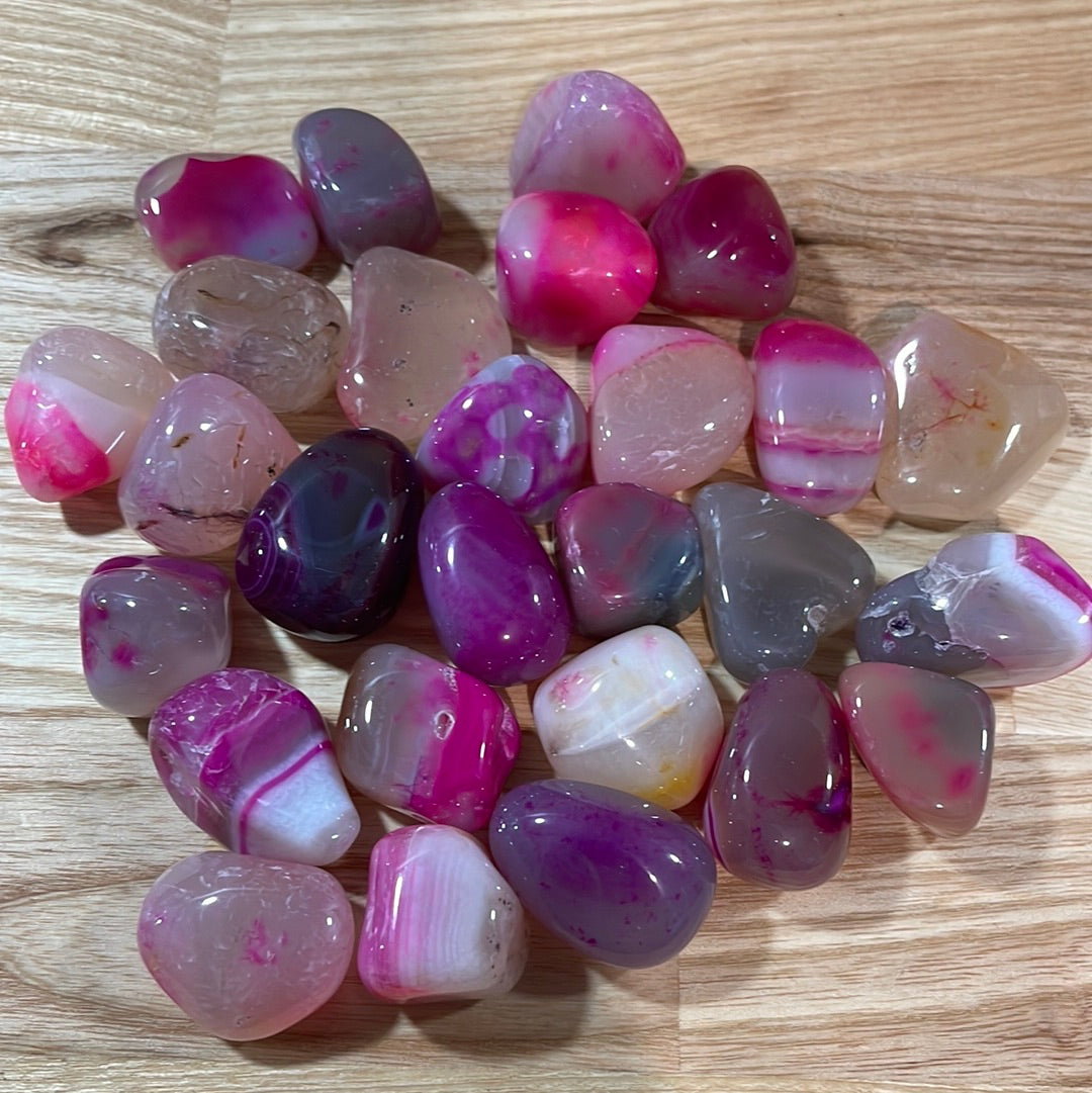Pink Banded Agate Tumblestone