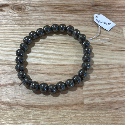 Hematite Round Bead Bracelet